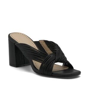 Adrienne Vittadini Annalee Block Heel Sandals Black Size 6 New